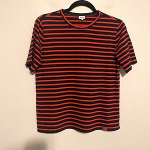 Kule Modern short sleeve t shirt striped navy poppy small cotton preppy classic